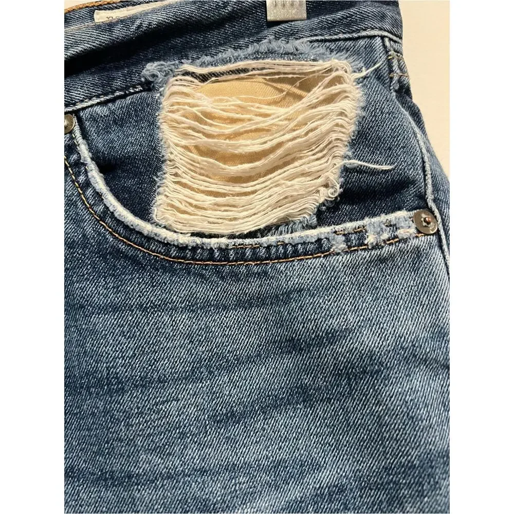 rag & bone Woodstock Distressed Rolled Hem Denim Shorts Made in USA Size 28